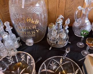 Old crystal whisky canister