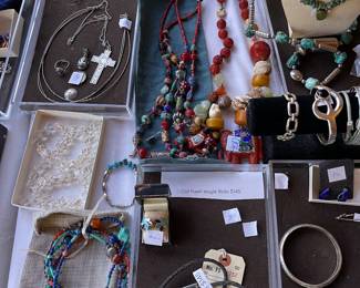 Wonderful Jade amber turquoise cloisonne necklaces - mexican modernist bracelets