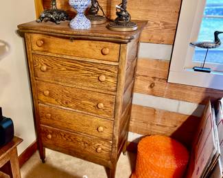 Antique five drawer oak chest