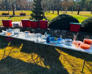 Glassware including pink depression style glass