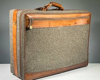 HARTMANN LUGGAGE SUITCASE | Wool and leather bound suitcase. -  l. 24 x w. 9 x h. 18 in

