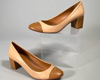 TORY BURCH HEELS | Size 8, two-tone brown chunky heels. 

