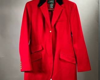 RALPH LAUREN RED JACKET | Size 8 - With black velvet lined collar. 

