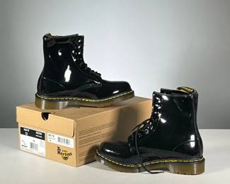 [NEW] DOC MARTENS | Brand new in original box, women's Dr Martens black patent leather (patent lamper) 8 eyelet boot, US size 9 (UK 7)
