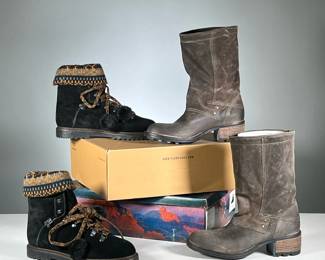 (2PC) [NWT] WOMEN'S BOOTS | Including a pair of Palladium "Capper Rust" boots in Antilope (size 7.5 M) and a pair of Canyon Country boots in black faux suede with knit sweater cuffs (size 9)

