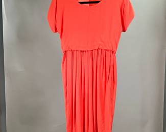 SEE BY CHLOE ORANGE VISCOSE DRESS | Orange viscose dress with pleated lower section. Has pockets. USA size 2
