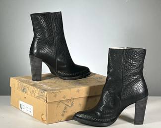 [NWT] FREE PEOPLE BOOTS | Free People black leather boots, "Baroness" heel ankle boot, women's size 40. 

