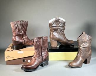 (2PC) (NEW) PAIR WOMEN’S BROWN LEATHER BOOTS | Includes; Diba Pilot Brown boot & Dromedaris Kyrstal Chocolat leather boot. Both size 9.
