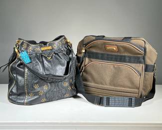 (2PC) LOCKHEART LEATHER BAG (NWT) & GAMMA SHOULDER BAG | Includes: Black Leather & brass Lockheart purse and gamma shoulder bag
