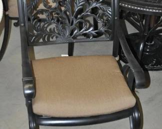 Up Close View of Two of the Iron Outdoor Patio Arm Chairs in the Dining Set! 