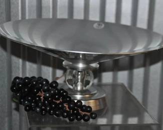 Fantastic Art Deco Aluminum Compote by Lurelle Guild for Kensington with Glass Globe Pedestal, C.1934, 13.5"w x 6"h ($95) 