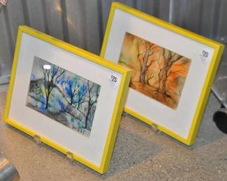 Matted and Framed Watercolor and Charcoal Landscapes, 10.25” x 8.25”. Artist Signed, ‘67. ($25 ea.) 