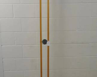 Vintage Robert Abbey Halogen Torchiere Floor Lamp, Maple with Chrome Center Disk and Black Metal Globe and Base, 16”H ($295) 