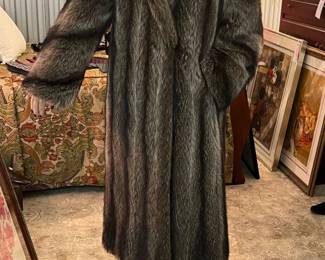 Vintage Full Length Raccoon Coat, Size Medium, ($895). 