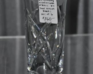 Pictured is 1 of Our Set of 6 Rare Waterford Signature 6" Etched Crystal Highball Glasses by John Rocha for Waterford. ($360 set of 6) 