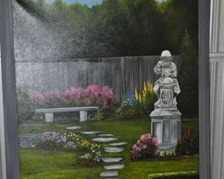 Lovely Acrylic on Canvas Signed Kevin Smith, Framed in a Grey Wooden Frame, 39" x 33" $165 