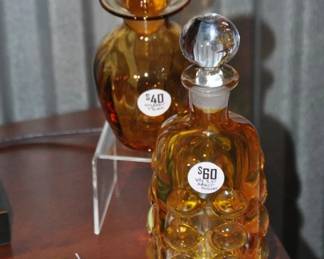 Make a Statement with These Vintage Amber Pieces! The 8" Perfume Bottle With Matching Stopper Adds the Perfect Touch of Color to your Vanity, ($40) and the Mid - Century Modern Heavy Amber Knobbed Decanter 9.5" Stands Out Beautifully on Your Bar. ($60) You'll Smile Every Time You Use this 1930's Whiting & Davis Mesh Accordion Coin Purse With Gold Gate Top; it is Unique and Fabulous! $40 (SOLD)