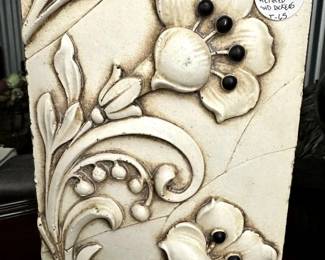 Sid Dickens Memory Block Tile T-65 Taj Flowers, Retired 2004 (8" x 6"x 1"), Crackle Effect Used to Create an Aged Look & Feel ($95) 