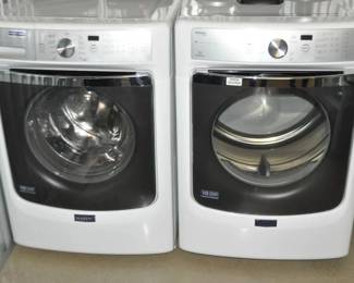 Utility Showroom Features a Maytag Maxima Direct Drive 27" 4.5 cu ft. Front Loader Washer with 11 Wash Cycles, MHW7100DWO ($500) Shown with a Maytag Maxima Steam Gas Dryer with Large Capacity Stainless Steel Drum 7.3cu ft. ($575) Sold as a Pair ($950) 