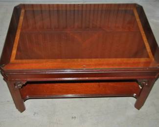 Vintage Altavista Chinese Chippendale Style Petite Coffee Table with Banded Rectangle Shaped Top, 32"w x 16.75"h x 22"d, $250 