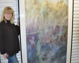 Oversized Abstract, Artist Signed Print, “2:15AM Northern Lights, July 1981”, 80” x 49” ($450)