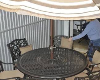 Large Gen Sun Classics Tilting Umbrella, $150. Heavy Base Sold Separately $95 