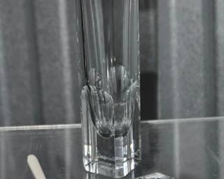 Baccarat is Always Admired! Pictured here is a 7" Baccarat Crystal "Pluton" Vase ($75) with A Pair of Baccarat Crystal Camel Diamond Cut Open Salt or Caviar Cellars with 1 Spoon, 2" x 1", ($95 for 3 Piece Set) 