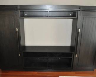 Barn Doors Slide Open to Reveal this Amazing Media Center And Bridge for the Liberty Furniture Abbey Collection Wall Unit, ($2795) 