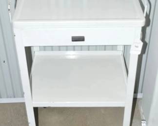 Perfect for Extra Bathroom/Craft Storage is this Great Painted White Vintage Metal Rolling Dental Cabinet with One Drawer and Side Railing, 21"W x 33.5"H x 16.5"D ($145) 