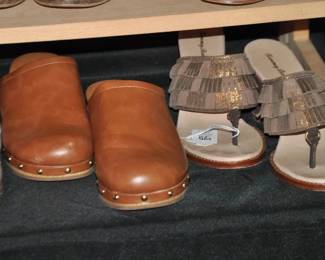 Universal Threads Caramel Leather Clogs, Size 9 ($15) Shown with a Pair of Tommy Bahama Copper Fringe Wedges, Size 9 ($25) 