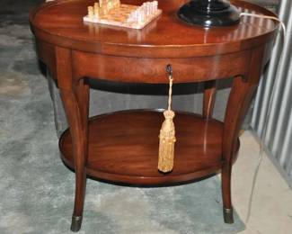 Stunning Milling Road for Baker Mahogany Oval Side Table with Single Drawer and Lower Shelf, Two Available, 30”W x 28”H x 22”D. ($485 Each) 