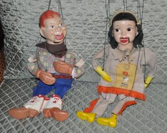 Vintage Howdy-Doody Marionette Doll With Princess SummerFall WinterSpring Doll as Well (13" H) Made by Peter Puppet Playthings. ($110 pair) 