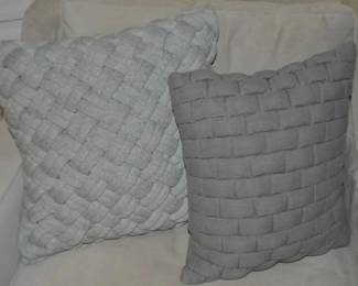 19” Light Grey Basket weave Decorative Pillow ($40) Shown with a 15” Charcoal Grey Basket Weave Decorative Pillow ($30) 
