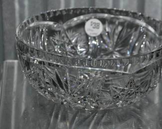 This is a Delicate and Vintage Cut Glass 8" Bowl, ($38). 