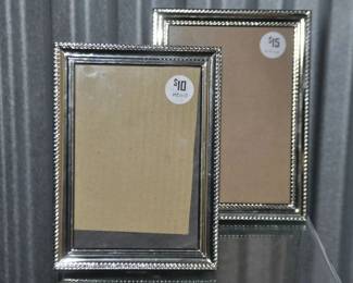 A Pair of Silver Plate Rectangular Frames with Twisted Rope Embellishment (5" x 7" and 4.5" x 6.5"), $10 & $15 