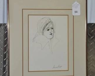 Calling Susan Bolt Fans, this Framed & Double Matted Early Sketch is Pencil Signed and Ready to be Displayed 16" x 19.25", ($55). 