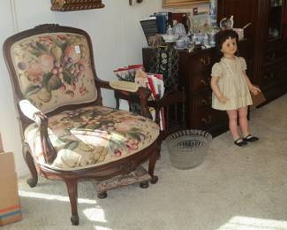 Needlepoint chair, Patty Playpal doll