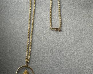 Gold Matterhorn pendant marked “585.” Chain is approx 21” long and is marked 14k. A thoughtful gift for a hiker or for a lover of the Alps. 