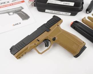 Make: AREX
Model: DELTA X
Caliber: 9x19
Action: Semi
Barrel: 4
Bore: Shiny
Serial # G20656
Condition: Excellent
THE AREX DELTA PISTOL does not claim to be a revolutionary breakthrough but you will find it represents a definitive evolutionary step in modern handgun design and manufacturing. We have achieved improvements over some of the most popular designs, eliminating their weaknesses and enhancing their advantages by applying our expertise and state-of-the-art cad/cam processes. This semi-automatic pistol is chambered in 9mm and comes with 2 magazines and the factory case. The pistol is in excellent condition, showing minimal signs of use and wear. 