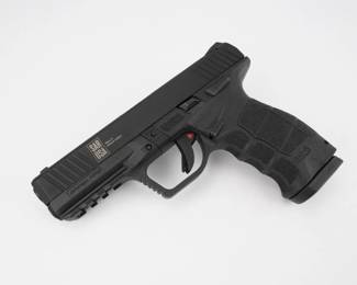 Make: Sarsilmaz
Model: SAR9
Caliber: 9x19
Action: Semi
Barrel: 4
Bore: Shiny
Serial # T1102-21BV82283
Condition: Excellent
This striker-fired firearm incorporates a polymer frame for durability and reduced weight, coupled with a steel slide for enhanced strength. The SAR 9 features a 17-round magazine capacity, making it suitable for various shooting scenarios. Its ambidextrous controls and adjustable grip ensure user comfort and adaptability. 1 magazine. 