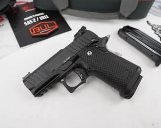 Make: BUL
Model: SAS II
Caliber: 9MM
Action: Semi
Barrel: 5
Bore: Shiny
Serial # BAU-G412
Condition: Excellent
This BUl SAS II is designed for everyday carry and reliability. Chambered in 9mm and featuring a 5” barrel, this pistol comes with 2 magazines, fitted holster, and a factory case. The firearm is in excellent condition, showing minimal signs of use and wear.
