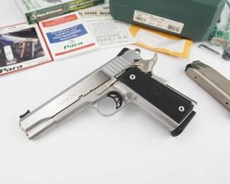 Make: Para
Model: P14.45
Caliber: .45 ACP
Action: Semi
Bore: Shiny
Serial # P184905
Condition: Excellent
The Para-Ordnance P14-45 (14.45) is an improved derivative of the successful United States Armed Forces' M1911 pistol. Created by Para-Ordnance (later Para USA) in the 1980s, it was the first ever M1911 derivative to feature a high-capacity double-stack magazine. This pistol is in excellent condition and comes with the case and two magazines. 