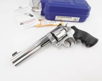 Make: Smith & Wesson
Model: 629-6
Caliber: .44 MAGNUM
Action: DA
Barrel: 6
Bore: Shiny
Serial # DBE0759
Condition: Excellent
Smith & Wesson leads the way when it comes to the most powerful revolvers. The Model 629-6 chambered in .44 Magnum is a fine example of this quality. The double action revolver features a 6” barrel and is sold with the factory case. The revolver is in excellent condition , showing minimal signs of use and wear. 