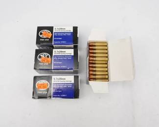 Make: FN
Model: 5.7x28 40 grain
Caliber: 5.7x28mm
200 rounds, 4 boxes of 50 Hornady V-max.