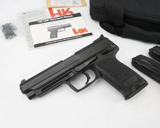 Make: HECKLER & KOCH
Model: USP EXPERT
Caliber: 45 Auto
Action: semi
Bore: Shiny
Serial # 25-112454
Condition: Excellent
The USP Expert is a variant of the full size USP pistol designed for target shooting and optimized for accuracy. The Expert has the same features as the USP Tactical, but has no threaded barrel. It features a longer barrel and slide. Using jet funnel magazines it also has a higher magazine capacity than the original USP. chambered in .45 auto. Comes with 3 mags and a factory case. This pistol is in excellent condition showing little signs of use and wear. 