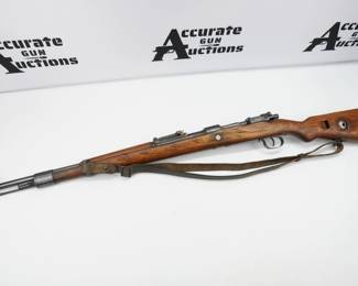 Make: Waffen Wereke Brunn AG
Model: 98
Caliber: 8mm
Action: Bolt
Barrel: 24
Bore: Shiny
Serial # 9708G
Condition: Excellent
DOU 1942-Waffen Wereke Brunn AG, Bustrica, this was the first year of production for this contractor. The period after "dou"a practice shared only Steyr Damiler-Puch. Serial #9708g for barrel and action, bolt Serial #5339 matches itself, total number produced 92,582. Stock is in great shape, metal has been re-blued. Firing proofs are Nazi-style eagles, Acceptance Stamps are waffenamts w/Nazi-style eagles. Stock is laminated wood with cupped buttplate, metal is milled, barrel bands, follower, floorplate and trigger guard. Great rifiling, well defined lands and grooves. This rifle has an original rifle sling for this type of modified rifle sling. 