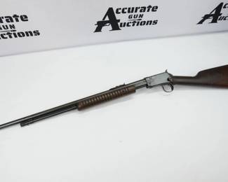 Make: Winchester
Model: 62A
Caliber: .22 S/L/LR
Action: Pump
Barrel: 20
Bore: Shiny
Serial # 409291
Condition: Excellent
The Winchester Model 62 is the third in a series of pump-action rifles produced by Winchester. It was the replacement for 1890 and 1906 models, when these two models were dropped from production in 1932. Like its two predecessors, the Model 62 has an exposed hammer. The Winchester Model 62 was produced from 1932 through 1958 with over 409,000 guns sold. The rifle features a 20” barrel and tube fed magazine. The rifle is in excellent condition, showing normal signs of use and wear. 