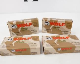 Make: Wolf
Model: 6.5 Grendel 100 Grain
Caliber: 6.5 Grendel
80 rounds, 4 boxes of 20.