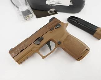 Make: SIG SAUER
Model: P320 M18
Caliber: 9mmx19
Action: Semi
Barrel: 4
Bore: Shiny
Serial # M18A020167
Condition: Excellent
The M18 was recently issued to all branches of the U.S. Military and was chosen as the official sidearm of the U.S. Marine Corps. The P320-M18 is the commercial version that brings the same unprecedented accuracy, extreme reliability and unmatched durability the military demands. This pistol is in excellent condition and is sold with 2 magazine and a case. 