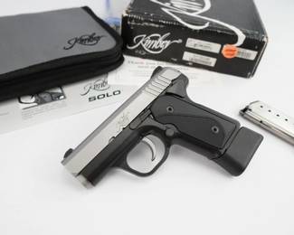 Make: Kimber
Model: Solo Carry
Caliber: 9mm
Action: Semi
Barrel: 3
Bore: Shiny
Serial # S1130286
Condition: Excellent
w/ box